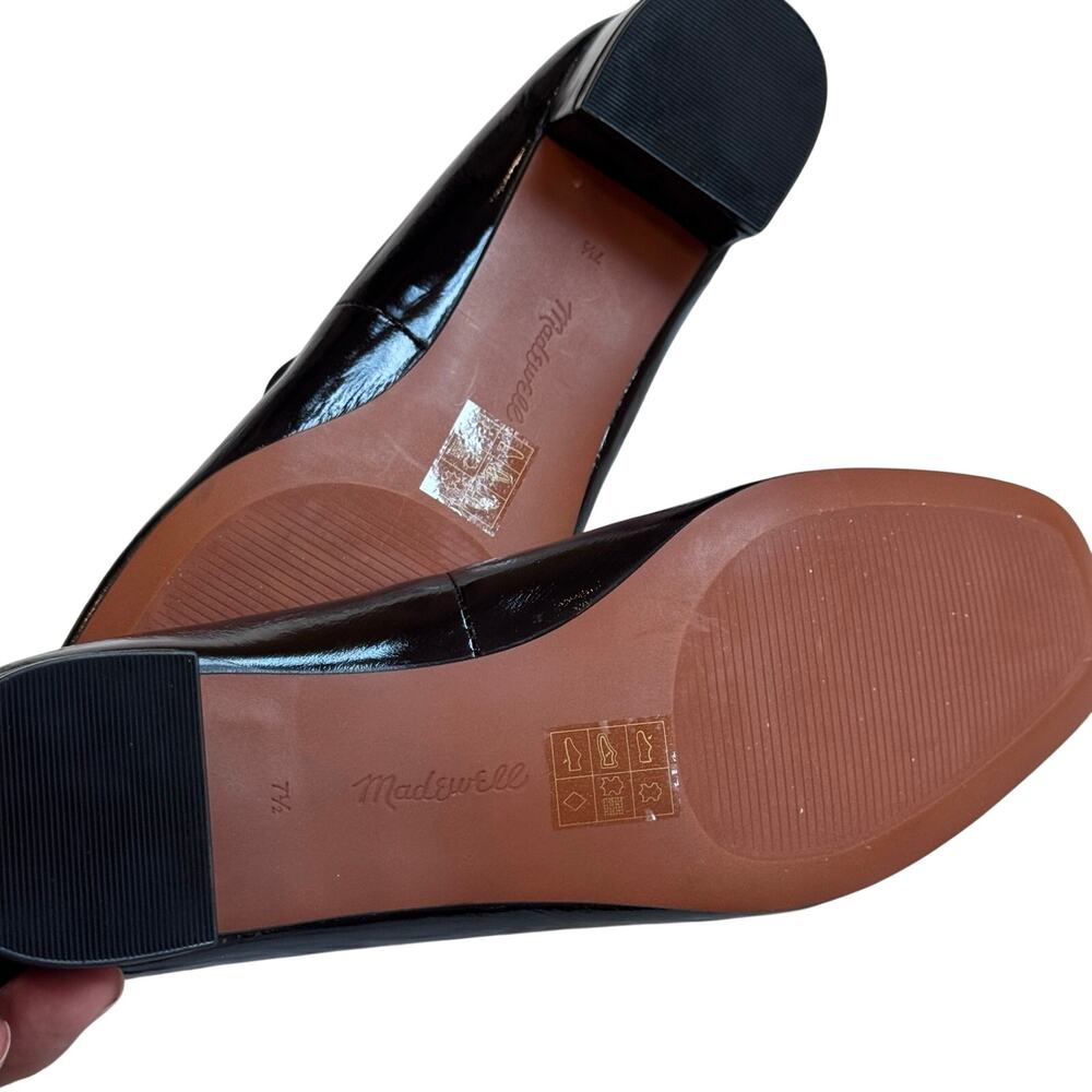Madewell The Greta Leather Pump Shoes square Toe True Black Size 7.5 NWOT - Picture 8 of 10